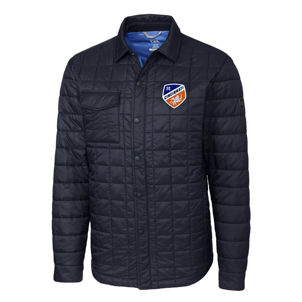  FC Cincinnati Cutter & Buck Rainier PrimaLoft Eco Insulated Quilted Button-Up Shirt Jacket - Navy